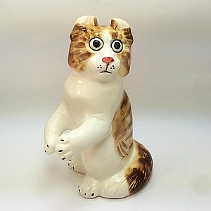 Фарфоровая статуэтка кошка Американский керл пестрого окраса