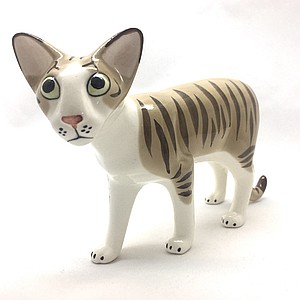 Фарфоровая статуэтка кошка Ориентальная тигровая