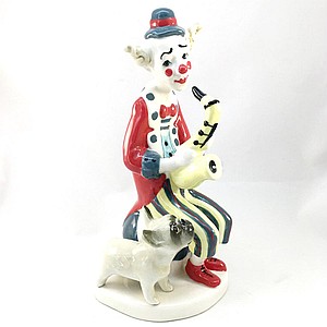 Клоун-саксофонист с бульдогом